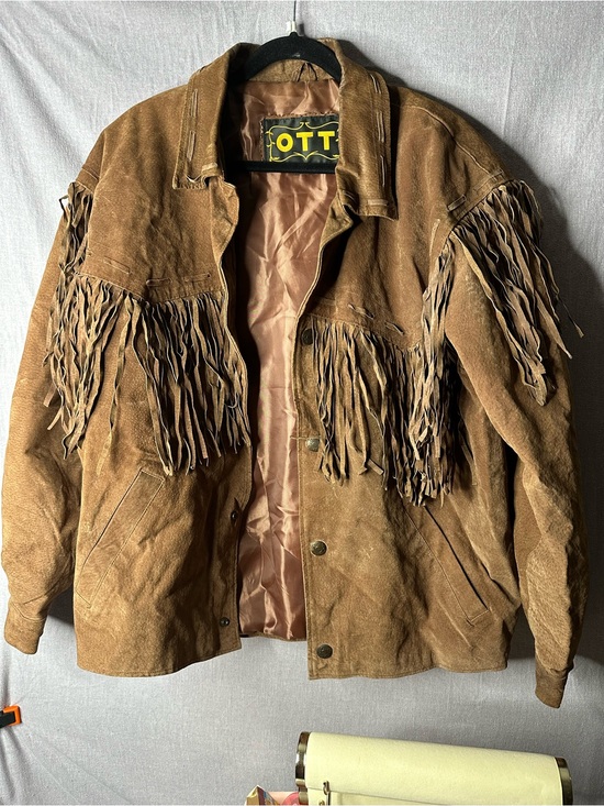 Jackets & Blazers - Vintage Fringed Brown Suede Jacket -